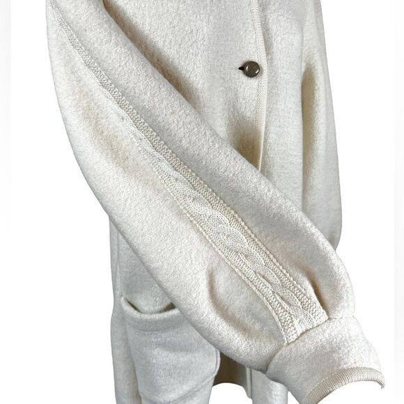 Vintage J. Kaufmann Wool Jacket Coatigan Ribbed Knit Trim Long Cream - Picture 4 of 14